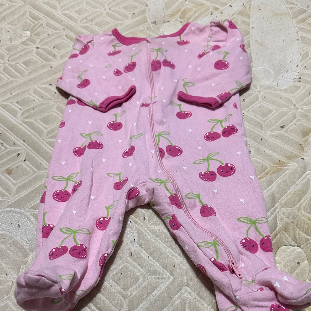 Pink Cherry Print Kids One Piece
